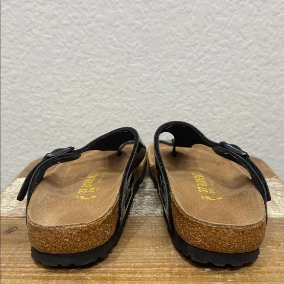 Birkenstock Gizeh Birko Flor Black Patent Sandals Size 37 / 6 - Picture 5 of 7